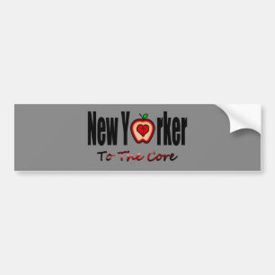 New Yorker To The Core With Sliced Big Apple Bumper Sticker