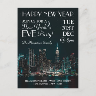 New York's Eve, New Year's Eve Party Invitation Postcard