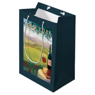 New YorkWine Country Scene Medium Gift Bag