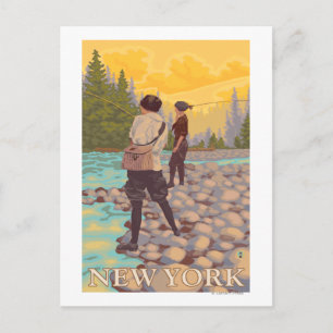 New YorkWomen Fly Fishing Scene Postcard