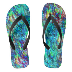 New Zealand Abalone Paua Shell Pattern 1 Jandals