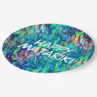 New Zealand Abalone Paua Shell Pattern 1 Paper Plate