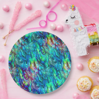 New Zealand Abalone Paua Shell Pattern 1 Paper Plate
