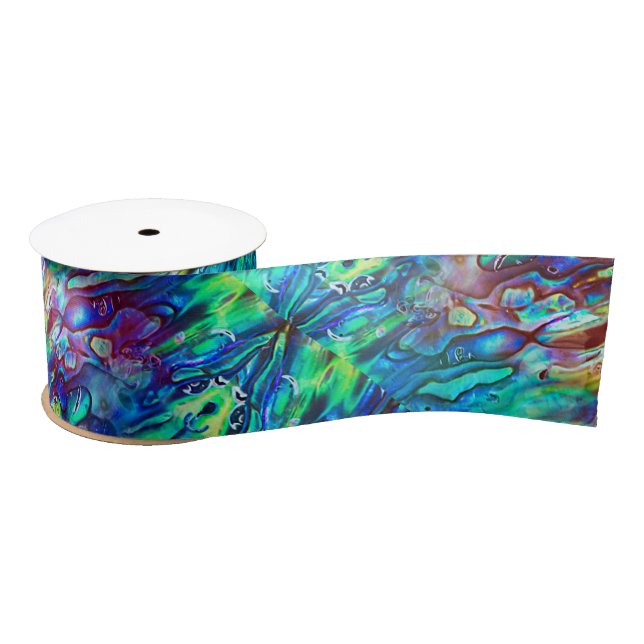 New Zealand Abalone Paua Shell Pattern 1 Satin Ribbon (Spool)
