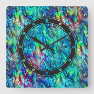 New Zealand Abalone Paua Shell Pattern 1 Square Wall Clock