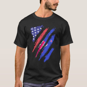 New Zealand American Patriot Grown Heart Flag Stri T-Shirt