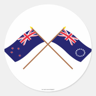 New Zealand and Cook Islands Crossed Flags Classic Round Sticker
