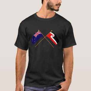 New Zealand and Maori People Crossed Flags T-Shirt