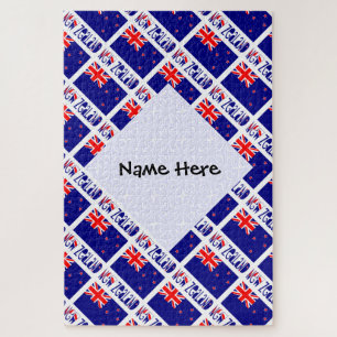 New Zealand and New Zealander Flag Tiled Your Name Jigsaw Puzzle