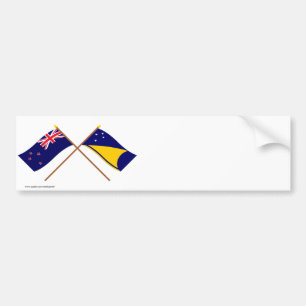 New Zealand and Tokelau Crossed Flags Bumper Sticker