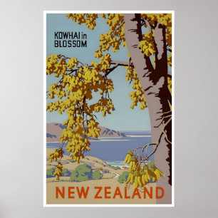 New Zealand Art NZ Travel Poster Kowhai In Blossom