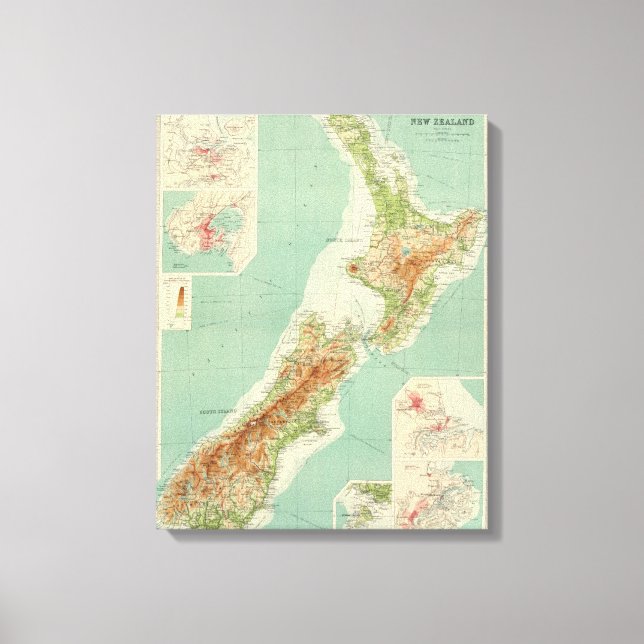 New Zealand Atlas Map Canvas Print (Front)