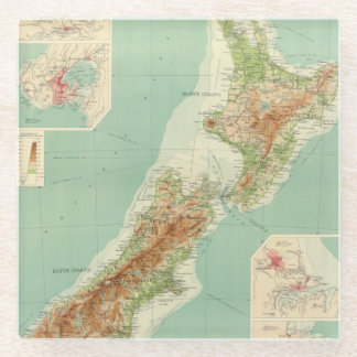 New Zealand Atlas Map Glass Coaster