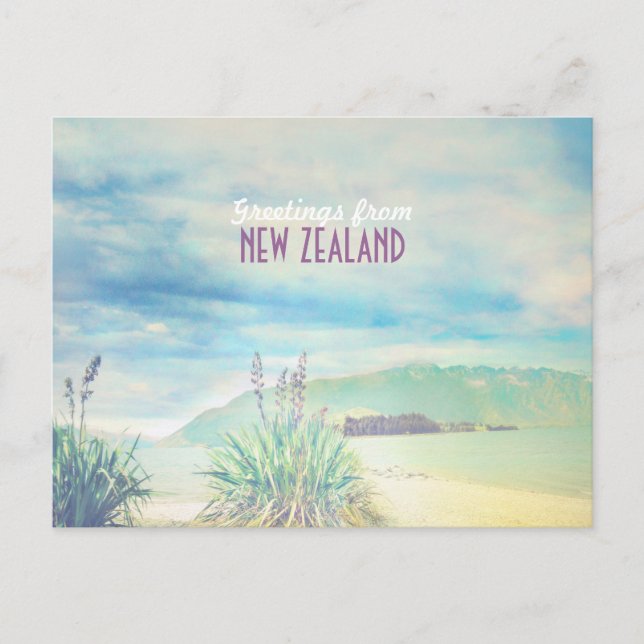 New Zealand beach&mountain Postcard (Front)