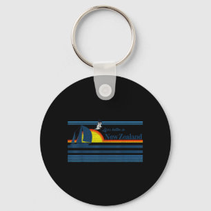 New Zealand - Beach Retro 70s 80s Sailing Boat Key Ring