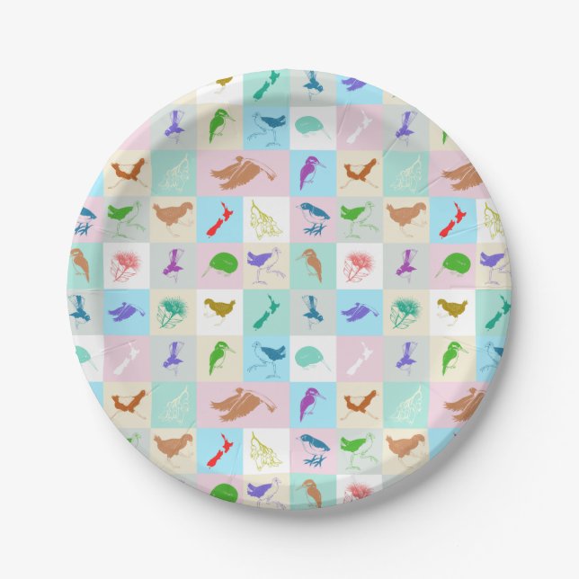 New Zealand Bird Pattern Paper Plate (Front)