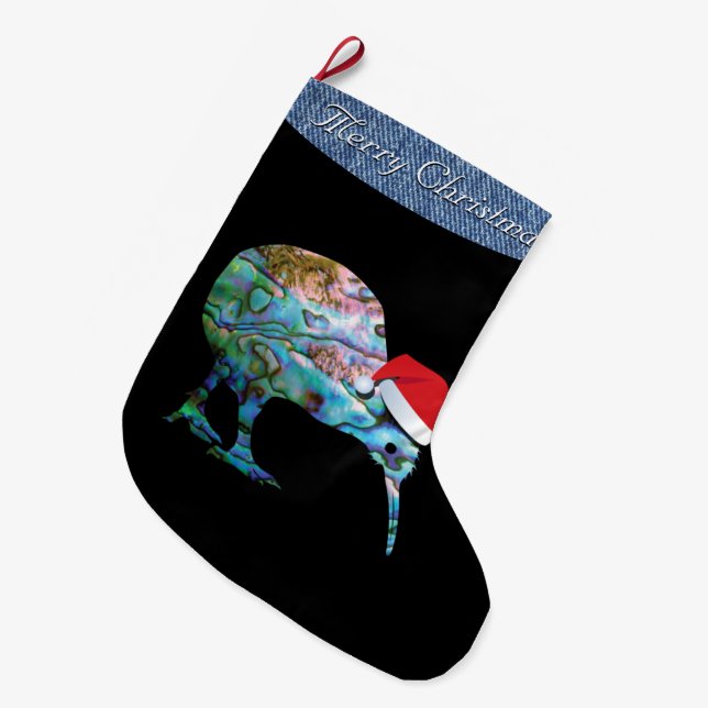 NEW ZEALAND CHRISTMAS KIWI PAUA LARGE CHRISTMAS STOCKING (Front (Hanging))