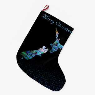 NEW ZEALAND CHRISTMAS MAP PAUA LARGE CHRISTMAS STOCKING