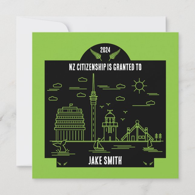 New Zealand Citizenship Celebration Gift Card (Front)