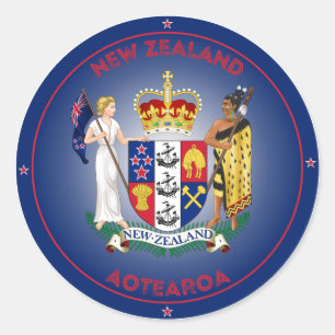 New Zealand Coat of Arms Circle Shape Classic Round Sticker