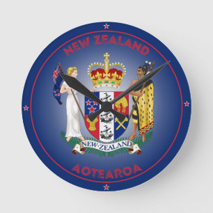 New Zealand Coat of Arms Circle Shape Round Clock