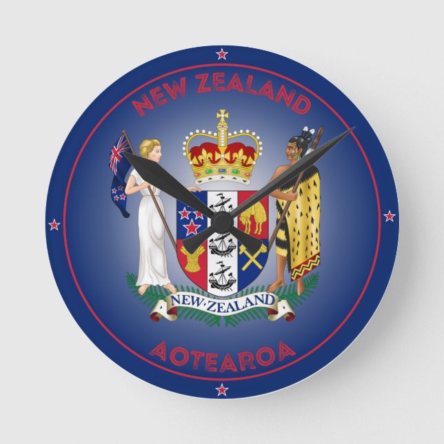 New Zealand Coat of Arms Circle Shape Round Clock (Front)
