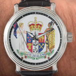 New Zealand Coat of Arms on a Watch<br><div class="desc">New Zealand Coat of Arms on a wristwatch. Symbol of New Zealand. NZ coat of arms. Kiwis. All blacks nationality. New Zealander watch.</div>