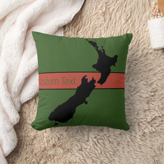NEW ZEALAND COUNTRY IMAGE BLACK ON GREEN NZ KIWI CUSHION (Blanket)
