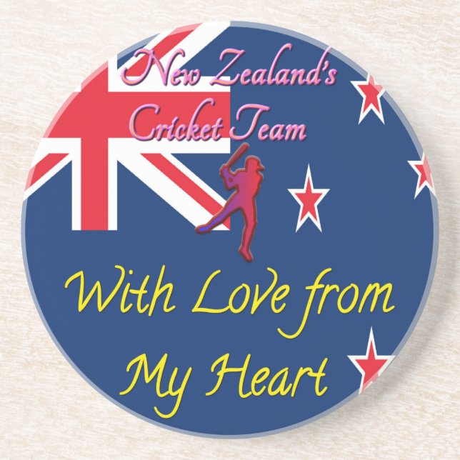 New Zealand Cricket Team: Love From My Heart Art Coaster (Front)