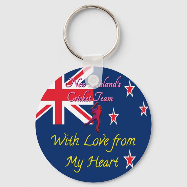 New Zealand Cricket Team: Love From My Heart Art Key Ring (Front)