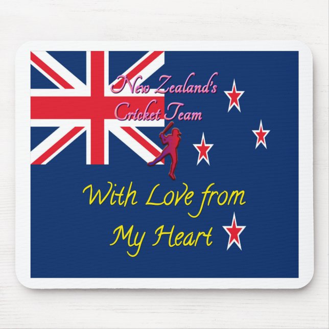 New Zealand Cricket Team: Love From My Heart Art Mouse Pad (Front)