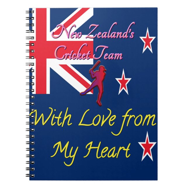 New Zealand Cricket Team: Love From My Heart Art Spiral Notebook (Front)