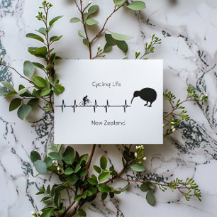 New Zealand Cycling Heartbeat Kiwi Bike Gift Holiday Postcard
