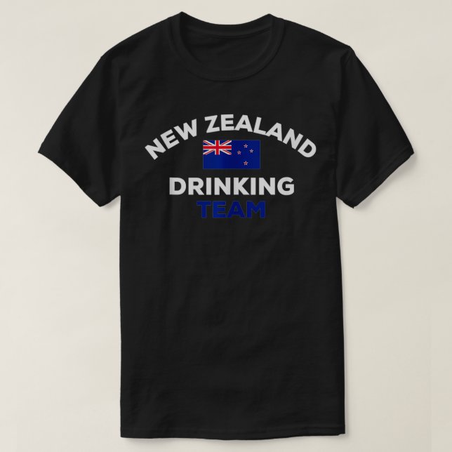 New Zealand Drinking Team Flag Funny Beer Party  T-Shirt (Design Front)