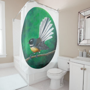 New Zealand fantail bird (piwakawaka) - Shower Curtain