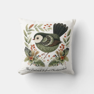 New Zealand Fantail Folk Art Cushion