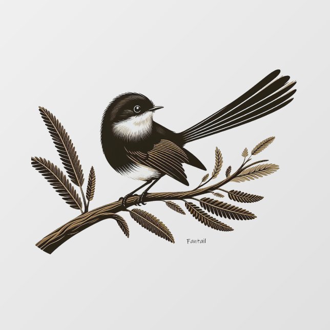 New Zealand Fantail Window Cling Decal (Sheet)