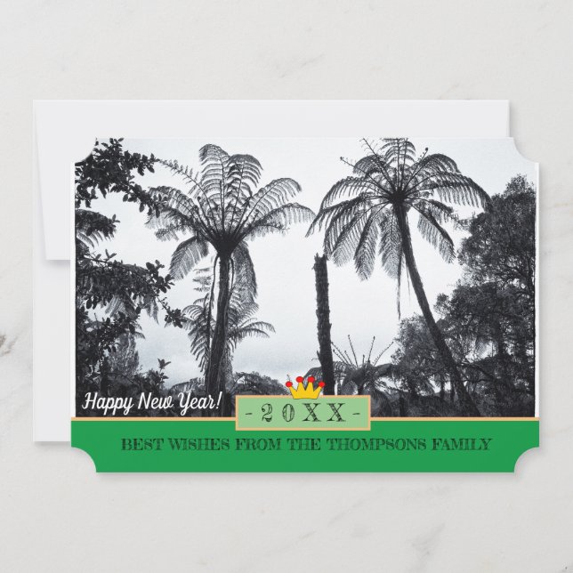 New Zealand Fern & Happy New Year! Card /20XX (Front)