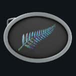 NEW ZEALAND FERN PAUA BELT BUCKLE<br><div class="desc">Classic New Zealand fern - in the vibrant colors of the Paua shell.</div>