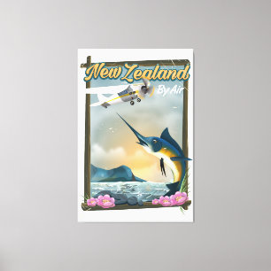 New Zealand Fishing travel poster Canvas Print