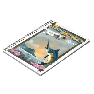New Zealand Fishing travel poster Spiral Notebook