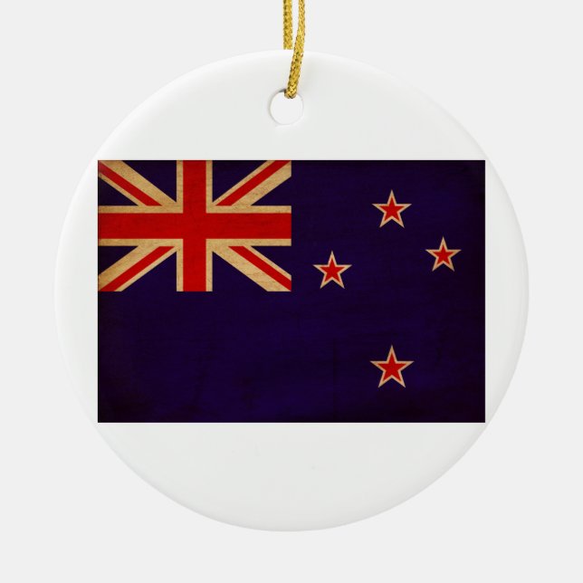 New Zealand Flag Ceramic Tree Decoration (Front)