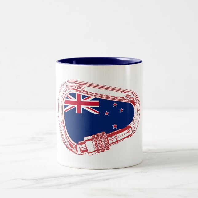 New Zealand Flag Climbing Carabiner Two-Tone Coffee Mug (Center)