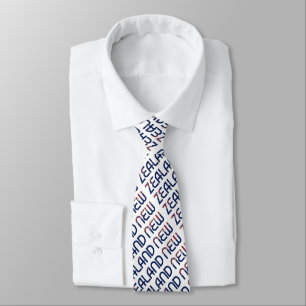 New Zealand Flag Colours Typography Pattern Tie