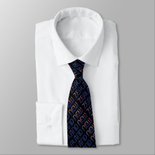 New Zealand Flag Colours Typography Pattern Tie