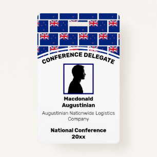 NEW ZEALAND FLAG Customised Logo Photo ID Name ID Badge