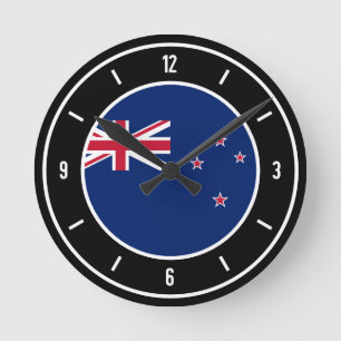 New Zealand Flag Elegant Round Clock