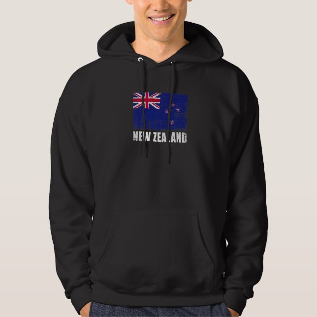 New Zealand Flag Grunge Country Flag New Zealand Hoodie (Front)