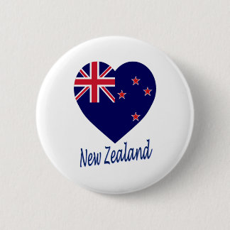 New Zealand Flag Heart 6 Cm Round Badge