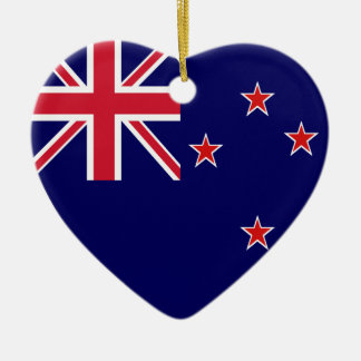 New Zealand Flag Heart Ceramic Tree Decoration